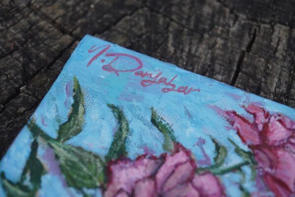 Blushing Roses, Plein Air, Mini Oil Painting, Italy