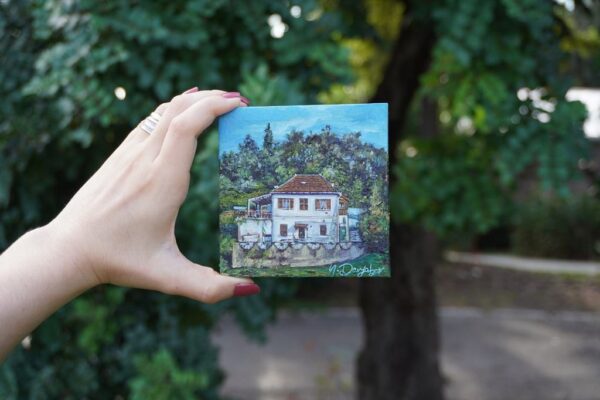 Memories, A suburban neighborhood in Genova, Italy, Oil Painting,